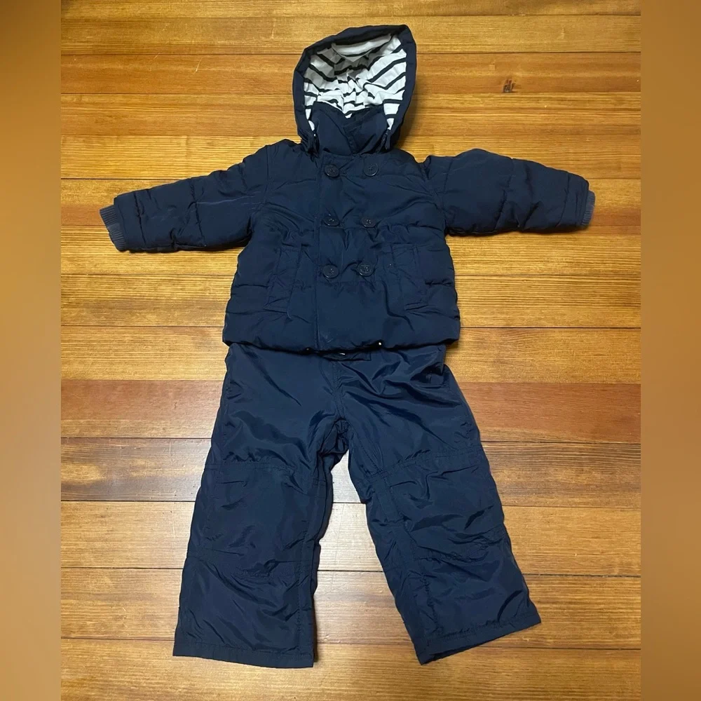 GAP Navy Puffer Jacket with Navy Snow Overalls Size 18-24 Months